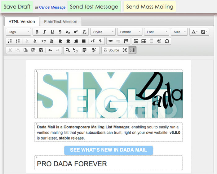 Authoring our own newsletter, with Dada Mail!